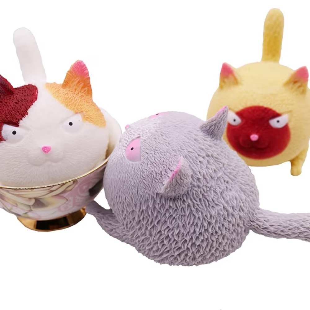 Pudgiez Cat Easy Squeezy Plush Squishy - Yellow & Brown - Picture 8 of 10